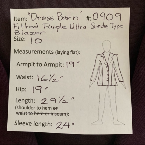 🔥5/$20🔥 “Dress Barn” Purple Fitted Sueded Jacket size 10 - Picture 11 of 11